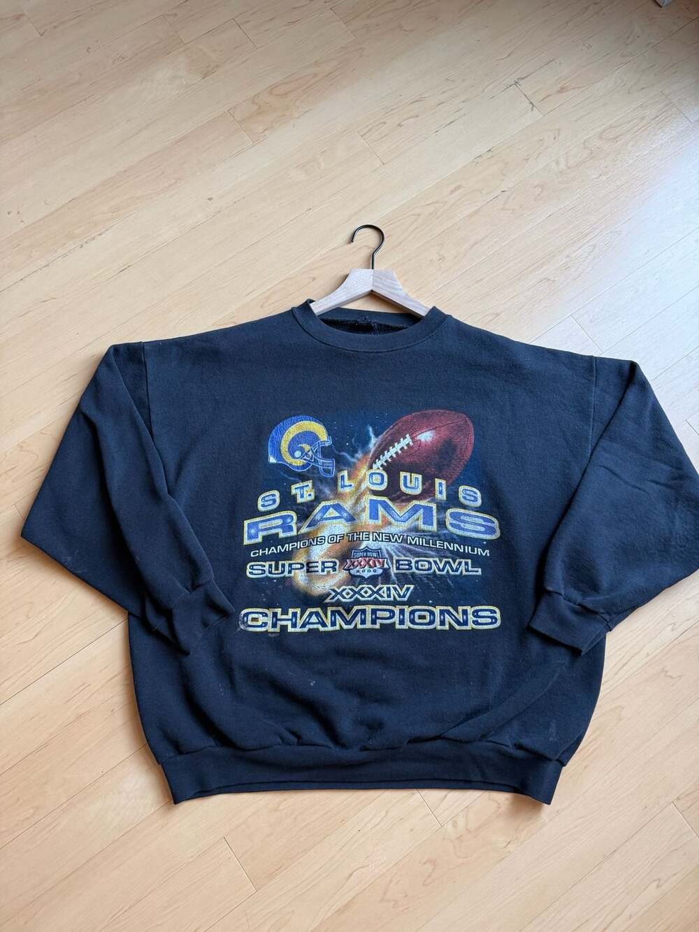 Vintage 2000 St. Louis Rams Super Bowl XXXIV Champions Crewneck Sweatshirt